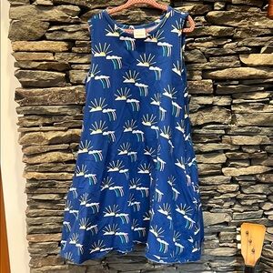 Hanna Andersson-Blue Kids Dress with Sun & Rainbow Pattern With Pockets!!